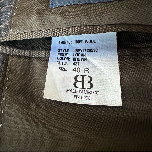 JB Britches Wool Brown/Black Check Sport Coat - 40R - Picture 8 of 10